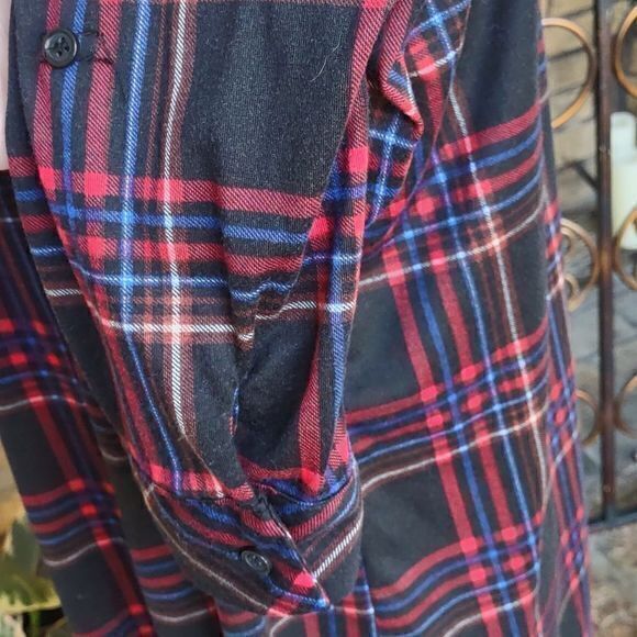 New York Laundry Lightweight Open Drape Front Long Plaid Long Sleeve Top Sz XL - Picture 7 of 14